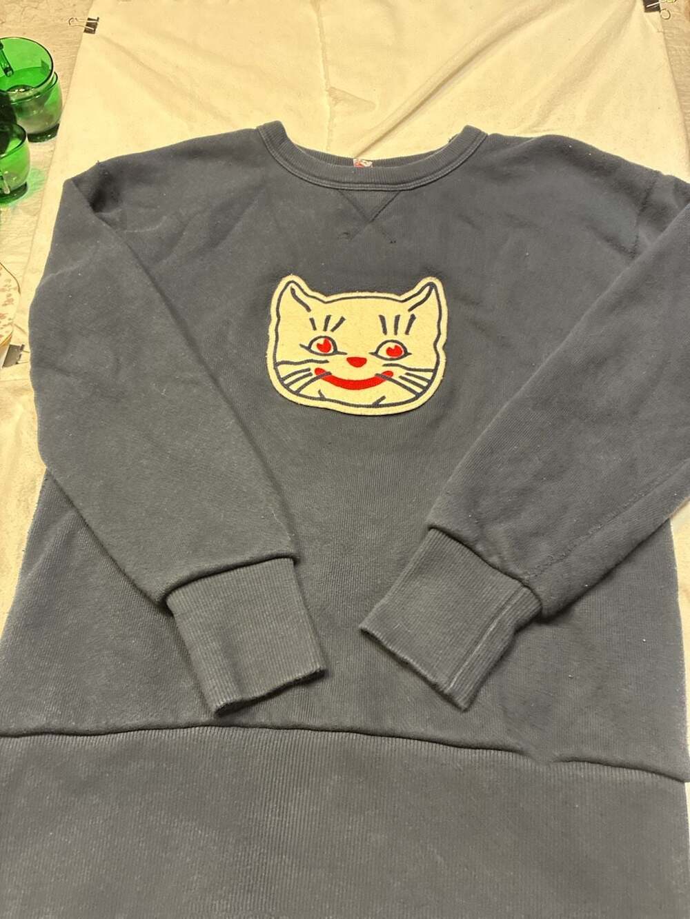 Ebbets Field Flannels Cat Graphic Sweatshirt Size S